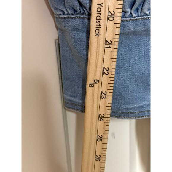 Nichole Lynel Denim Off Shoulder Sweetheart Neckline Puff Sleeve Mini Dress NWT - Picture 9 of 14